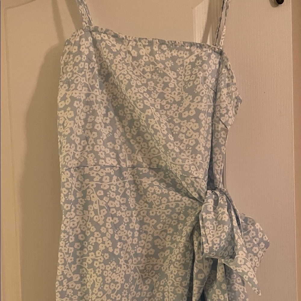 White and Blue Floral Summer Mini Dress Size S